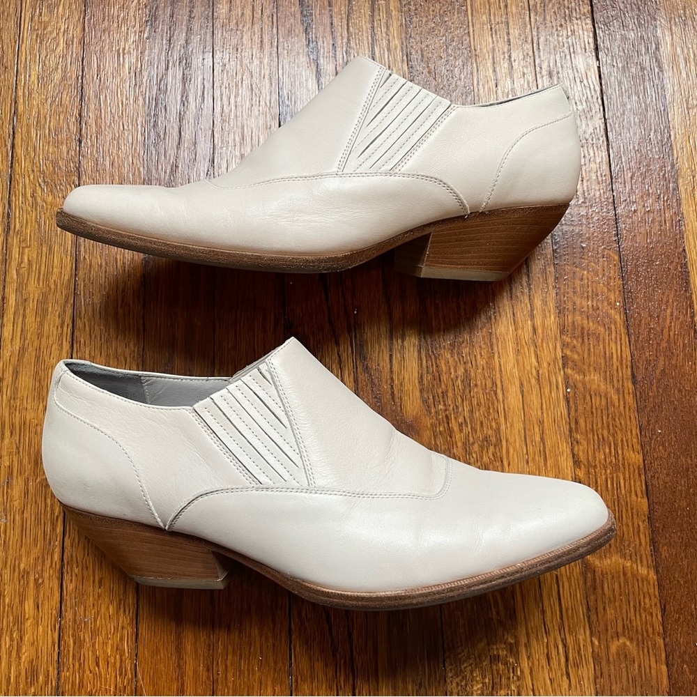 Vince Eagan White Leather Western Cowboy Ankle Bootie